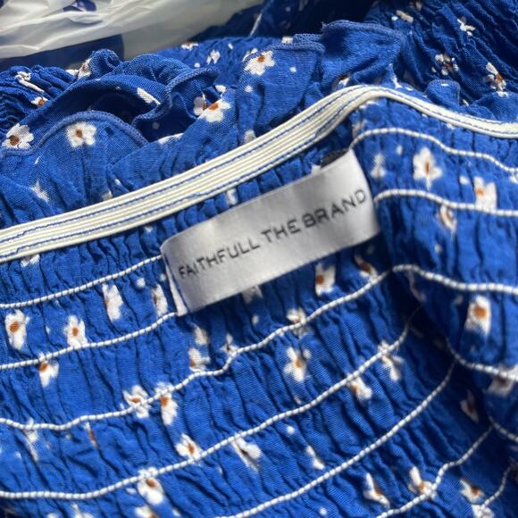 Faithfull the Brand Del Mar Mini Dress in Cobalt Betina Floral Size 2 - Picture 9 of 13